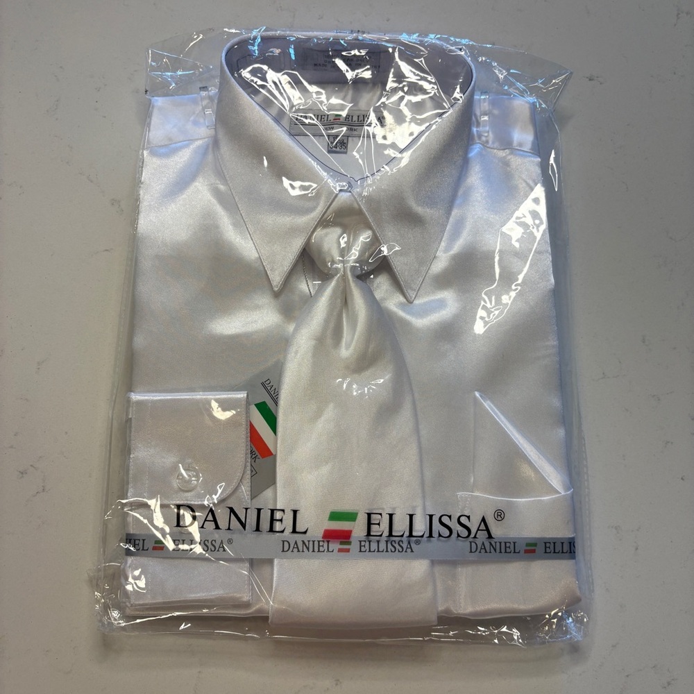 Daniel Ellissa Men's White Dress Shirt